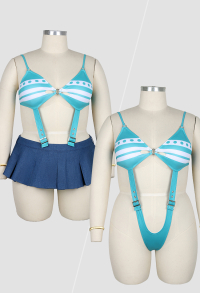 OP Plus Size Nami Derivative Sexy Lingerie Costume Set Halloween Cutout Bodysuit with Mini Skirt and Belt