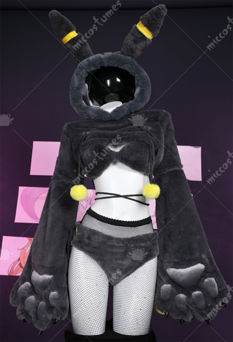 PM Derivative Furry Paw Sexy Lingerie Kawaii Plush Homewear Bikini Paw Gloves Hoodie Top and Bra Panty with Tail