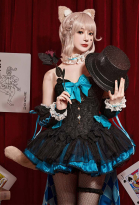 Lynette Derivative Sexy Dress Suit Strapless Bowknot Dress and Arm Sleeves with Tights Tail Cosplay Costume