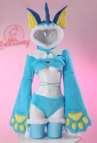 PM Derivative Furry Paw Sexy Lingerie Kawaii Bikini Plush Homewear Paw Gloves Hoodie and Bra Panty with Stockings