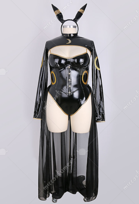 Plus Size PM Derivative Sexy Lingerie Set Black Bodysuit and Top with Chiffon Skirt Headband