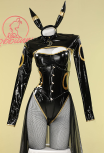 PM Dérivé Ensemble de Lingerie Bodysuit et Top avec Jupe en Mousseline assorti Bandeau et Queue