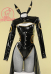 PM Derivative Sexy Lingerie Set Black Bodysuit and Top with Chiffon Skirt Headband Tail