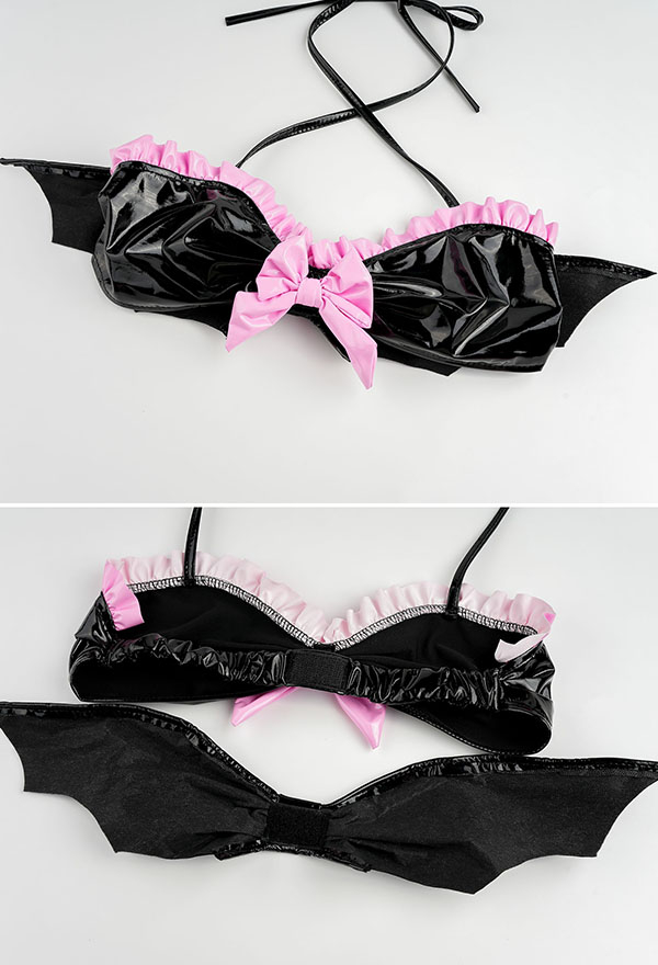 Little Devil Sexy Lingerie Set - Black Pink Bowknot Ruffles Bikini Top and Panty Set | Top Quality Lingerie for Sale Little Devil Sexy Lingerie Set - Black Pink Bowknot Ruffles Bikini Top and Panty Set | Top Quality Lingerie for Sale