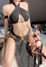 Sexy Lingerie Set Halter Criss Cross Bra and Skirt with Thong and Headband