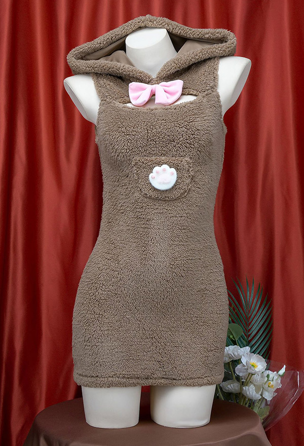 Cute Plush Hooded Dress Costume- Sexy Lingerie Bear Style