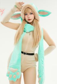 Kawaii Plush Bodycon Romper Homewear Fluffy Backless Hooded Bodysuit with Half Sleeves and Belt