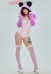 Juri Derivative Plush Homewear Pink Fluffy Bodycon Romper Hooded Bodysuit with Spider Doll and Socks