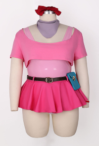 Plus Size Bulma Derivative Sexy Lingerie Set Bodysuit and Crop Top with Skirt Waist Bag