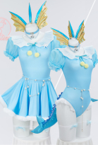 PM Derivative Loungewear Blue Bodysuit Skirt Set with Headband Choker Cosplay Costume