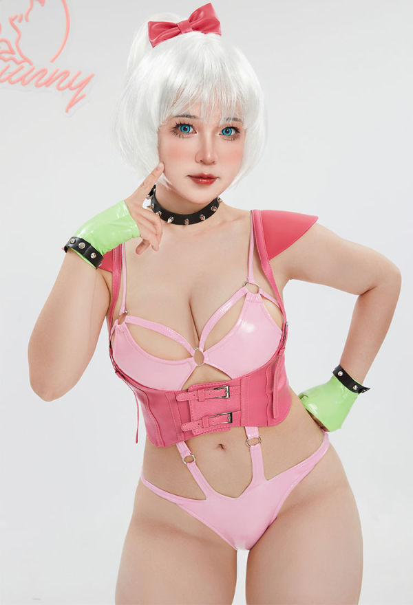 Women Chica Derivative Sexy Lingerie Set - Cutout Pink Bodysuit and Waist Cincher with Leg Warmers Cosplay | Top Quality Lingerie for Sale Women Chica Derivative Sexy Lingerie Set - Cutout Pink Bodysuit and Waist Cincher with Leg Warmers Cosplay | Top Quality Lingerie for Sale