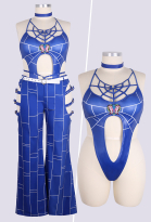 Plus Size Jolyne Derivative Sexy Lingerie Set Spiderweb Hollow Bodysuit and Pants with Belt Cosplay Costume