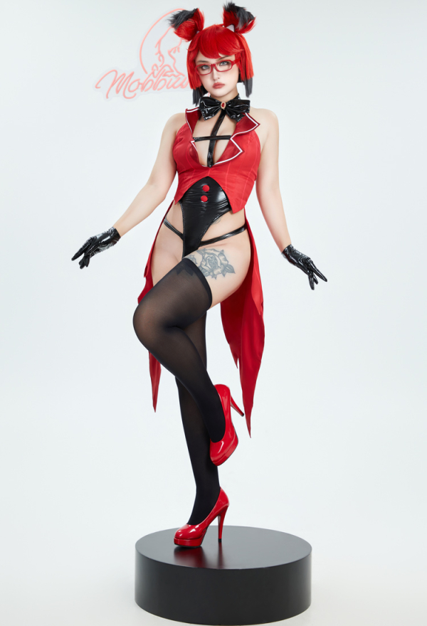 Women Radio Demon Derivative Sexy Lingerie Set - Black Red Hollow Bodysuit  and Gloves Hell Hotel Cosplay | Top Quality Outfits for Sale