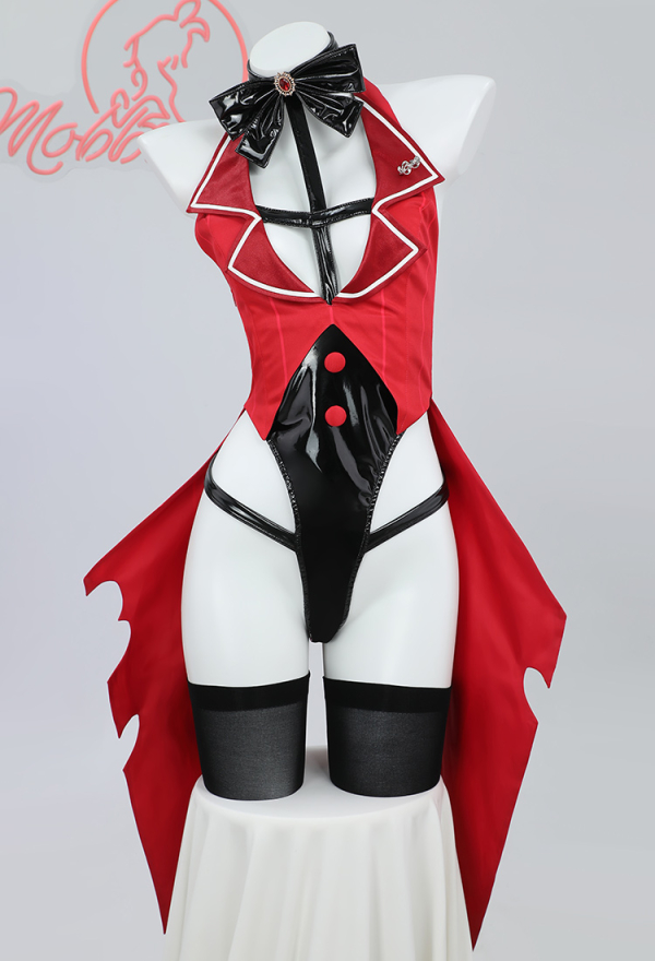 Women Radio Demon Derivative Sexy Lingerie Set - Black Red Hollow Bodysuit  and Gloves Hell Hotel Cosplay | Top Quality Outfits for Sale