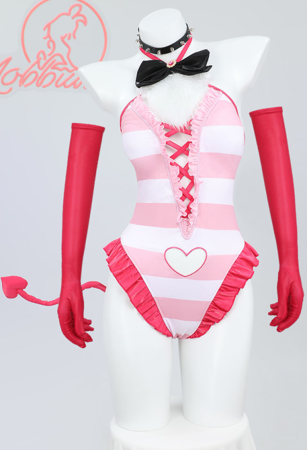 Damen Derivative Sexy Dessous - Lingerie Bodysuit Schwanz Handschuhen  schenkelhohen Strmpfen | Cosplay in Top Qualitt
