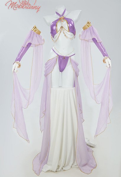 PM Derivative Sexy Lingerie Set Purple Elf Style Halter Top and Panty Set with Sleeves