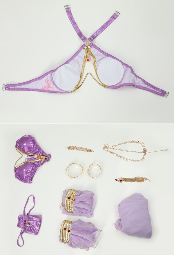 Women PM Derivative Sexy Lingerie Set - Purple Elf Style Halter Top and  Panty Set with Sleeves Cosplay | Top Quality Outfits for Sale