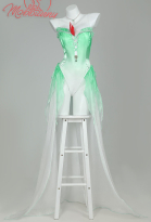 PM Derivative Sexy Lingerie Gradient Green Bodysuit with Necklace Hand Sleeves