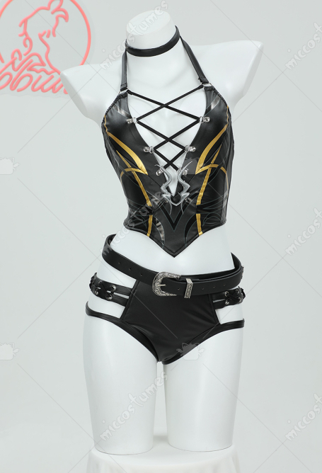 Shadowheart Derivative Sexy Lingerie Set Bandage Halter Top and Cutout Shorts with Arm Ring Belt