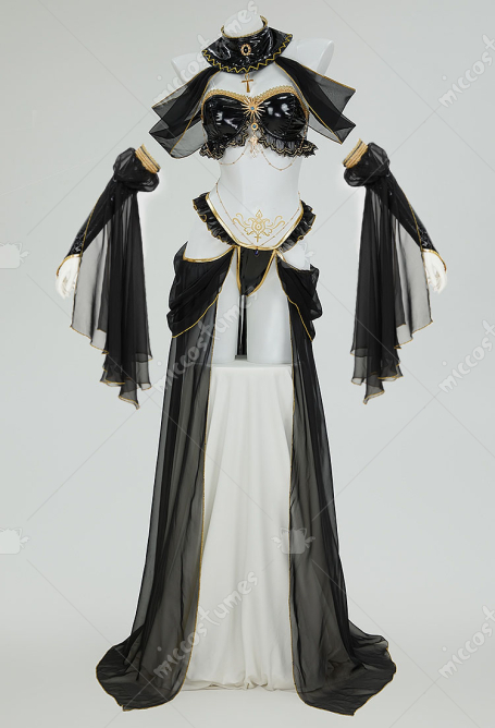 Anubis Dance Style Sexy Lingerie Set Cutout Backless Top and Panty with Skirt Hem and Collar