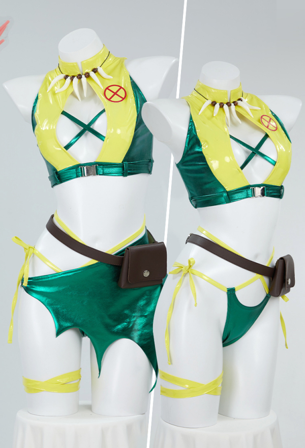 Women Rogue Derivative Sexy Lingerie Set - Hollow Out Top and Irregular  Skirt with Panty Hairband Cosplay
