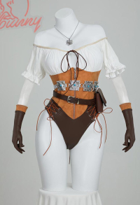 Ciri Derivative Sexy Lingerie Bodysuit Off-Shoulder Lace-Up Bodysuit with Gloves Belt