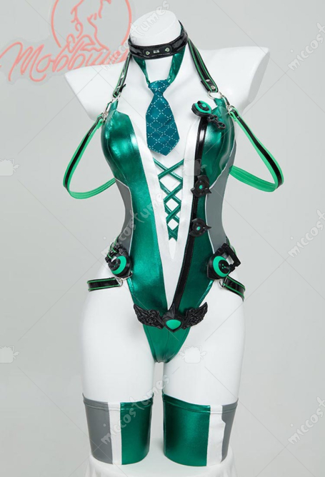 EVE Derivative Sexy Lingerie Bodysuit Set Cyber Mechanical Style Deep V Cross Strap Bodysuit with Gloves Socks