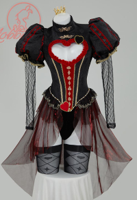 Red Queen Dérivé Sexy Lingerie Combinaison de Style Gothique Rétro en Forme de Cœur avec des Gants et une Couronne