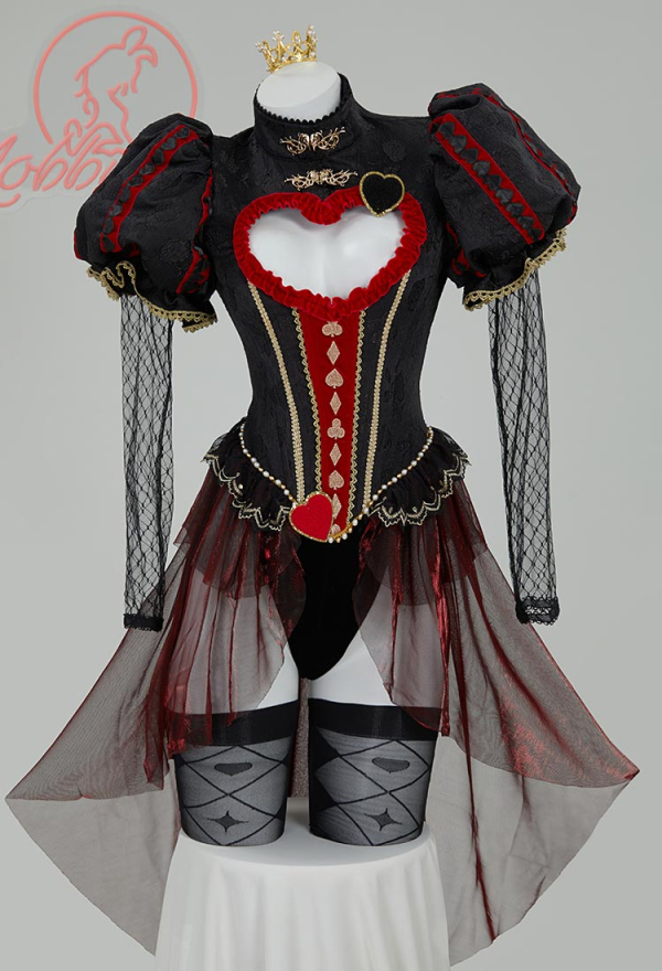 Women Red Queen Derivative Sexy Lingerie Bodysuit Costume - Gothic Vintage  Style Heart Cutout Bodysuit Cosplay | Top Quality Lingerie for Sale