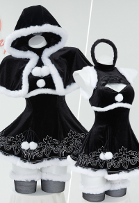 2B Derivative Sexy Lingerie Costume Christmas Furry Dress with Cape and Gloves