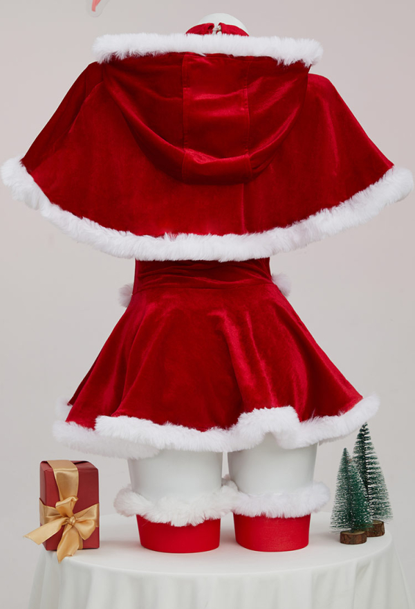Vocal Derivative Sexy Lingerie Costume Christmas Clothing Plush Bodysuit with Cape and Sleeves Vocal Derivative Sexy Lingerie Costume Christmas Clothing Plush Bodysuit with Cape and Sleeves