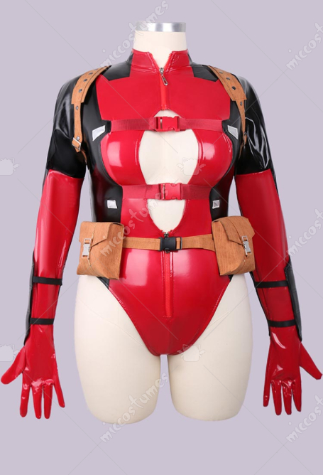 Plus-size Superhero Derivative Sexy Cosplay Set Bodysuit with Belt Waist Bag and Hood