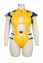 Plus Size Superhero Derivative Sexy Lingerie Set with Lace-up Bodysuit Hat and Gloves