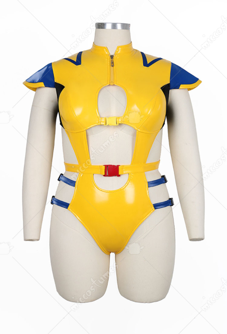 Plus Size Superhero Derivative Sexy Lingerie Set with Lace-up Bodysuit Hat and Gloves