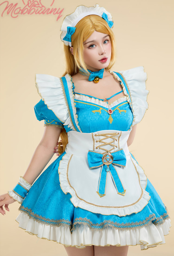 Princess Zelda Derivative Sexy Lingerie Maid Costume Dress with Apron  Sleeves