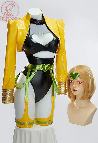 Dio Derivative Sexy Lingerie Suit Heart Cutout Bodysuit with Short Jacket and Belt