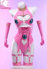 JJBA Giovanna Derivative Sexy Lingerie Heart Cutout Halter Bodysuit with Gloves Leg Rings