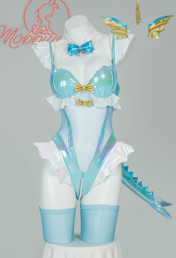 sexy shiny lingerie Women PM Derivative Sexy Lingerie Bodysuit - Shiny Leather Translucent  Bodysuit with Headpiece Collar Cosplay