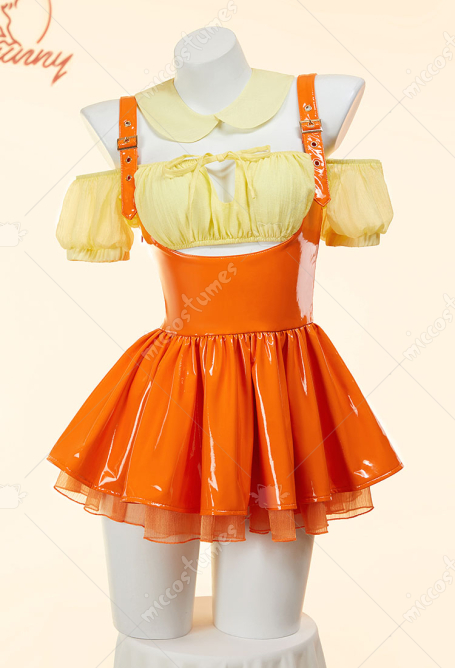 Squid Game Derivative Sexy Lingerie Suit Off-Shoulder Crop Top and Skirt with Collar Socks