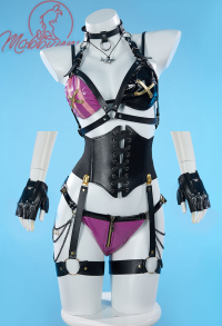 Game Jinx Derivative Sexy Lingerie Set Bra Panty with Waistband Gloves