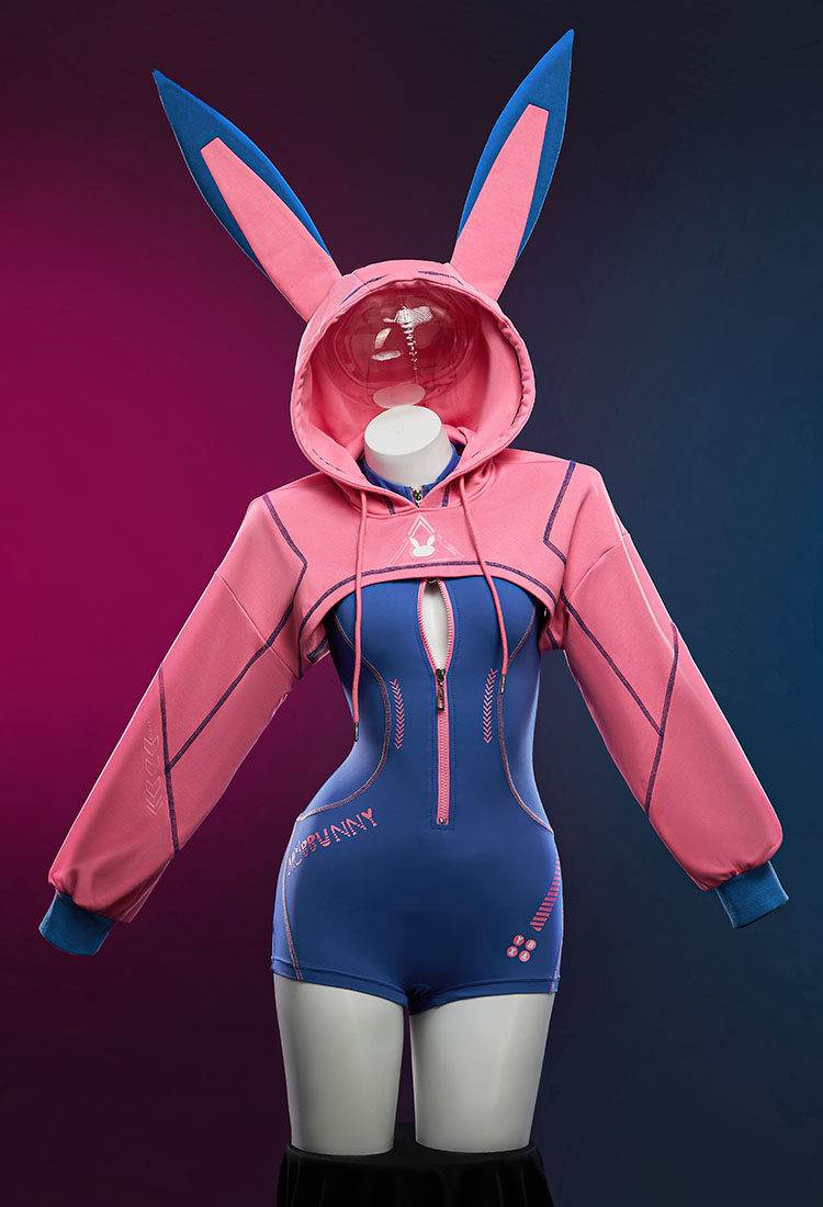 OW Dva Derivative Sexy Lingerie Tight Sportswear Cyber Style Bodysuit with Hooded Short Jacket