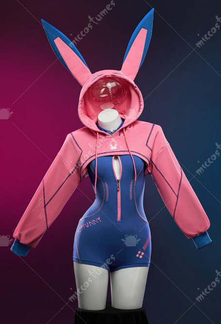 OW Dva Derivative Sexy Lingerie Tight Sportswear Cyber Style Bodysuit with Hooded Short Jacket