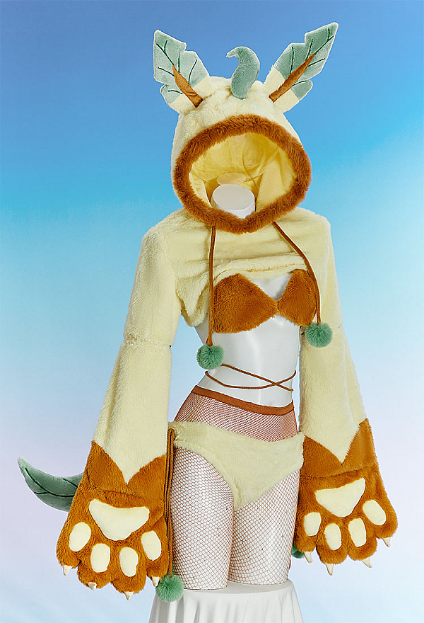 PM Derivative Yellow Brown Furry Sexy Cosplay Bikini Homewear