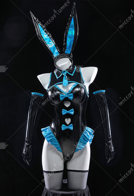 Vocal Derivative Sexy Lingerie Bunny Girl Cut-out Sleeveless Bodysuit with Gloves and Headband