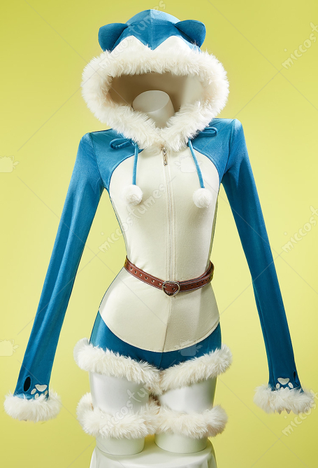 PM Derivative Sexy Lingerie Plush Homewear Fluffy Romper Jumpsuit with Socks and Belt
