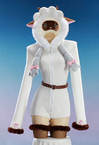 PM Derivative Sexy Fluffy Homewear Plush Romper Jumpsuit with Eye Mask and Belt