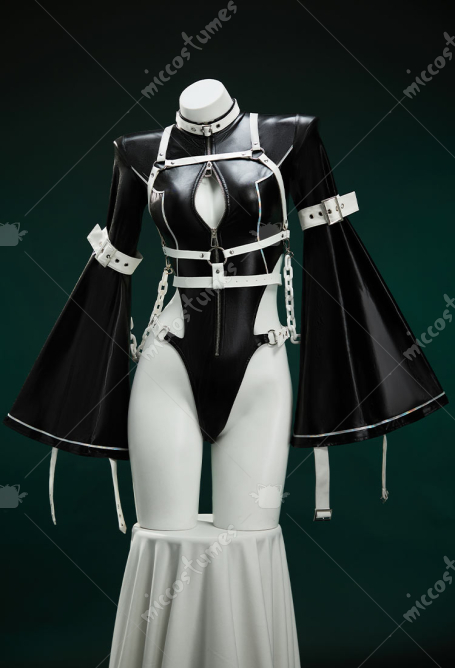 Code Giasu C.C. Derivative Sexy Black Jumpsuit Bodysuit Lingerie Hollow Strap Bodysuit with Long Stockings