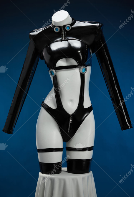 GANTZ Shimohira Reika Derivative Sexy Cosplay Lingerie Set Cosplay Costume Cut-Out Bodysuit with Short Jacket and Leather Socks