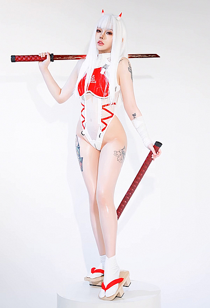 Sexy Dessous im Ninja-Stil Cutout Bodysuit mit Brustaufkleber
