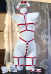 Wine Red Bear Maid Sexy Lingerie Set Sheer Dress with Apron and Lace Bondage Strap Set